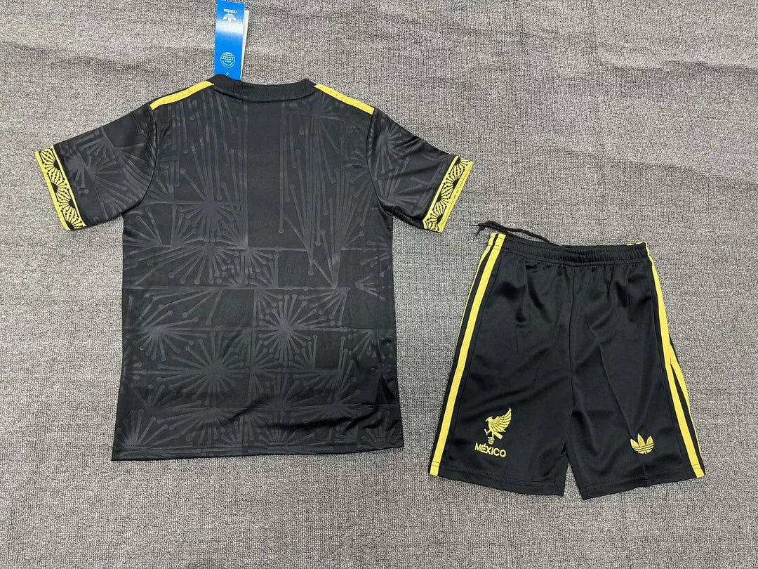 Maglia e pantaloncino da calcio nera edizione speciale nazionale del Messico 2025, per bambini
