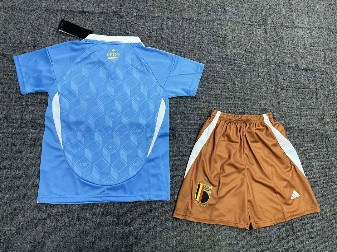 Maglia e pantaloncino da calcio da trasferta della nazionale belga 2024, per bambini