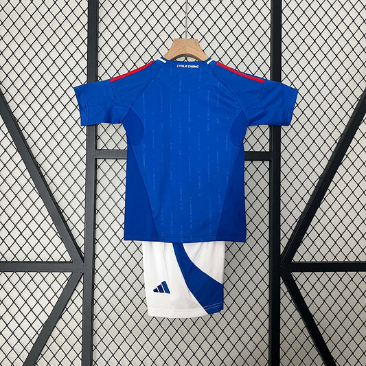 Maglia e pantaloncino da calcio casalinga della nazionale italiana 2024, per bambini