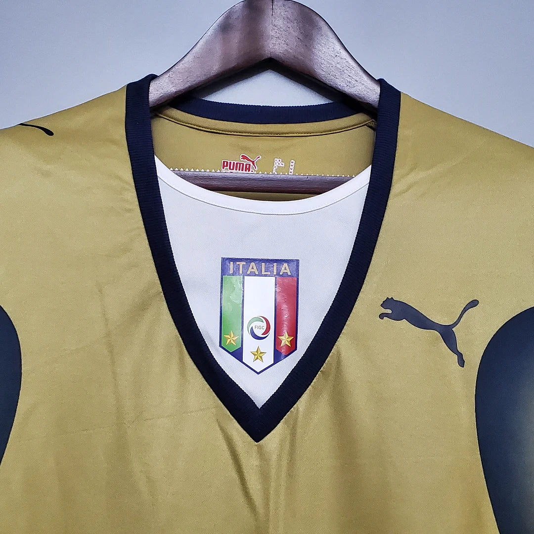 Maglia da calcio retrò da portiere dell'Italia del 2006, colore oro