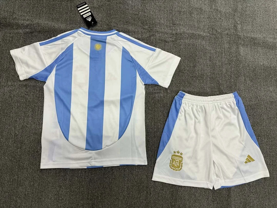 Maglia e pantaloncino da calcio casalinga della nazionale argentina 2024, per bambini