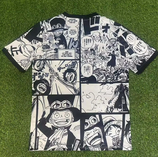 Maglia da calcio in edizione speciale One Piece Giappone 2025 in bianco e nero - Sanji