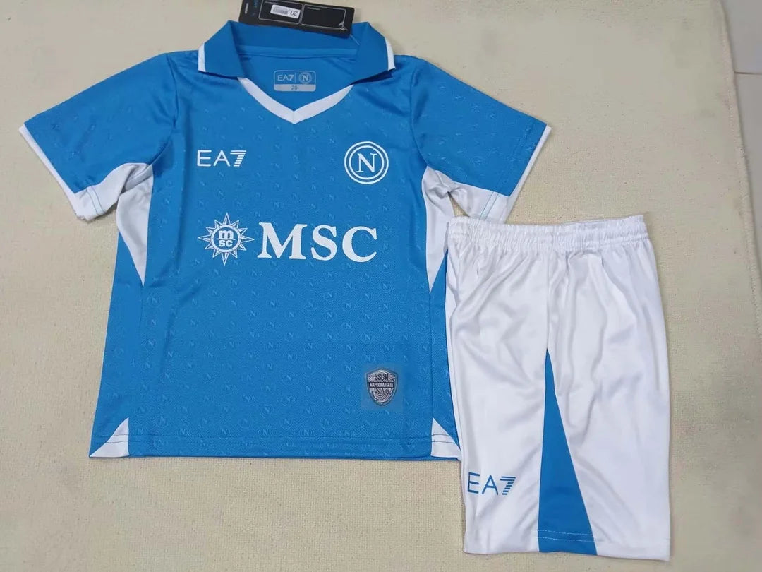 Napoli Home 2024/2025 Football Shirt and Shorts, for Kids