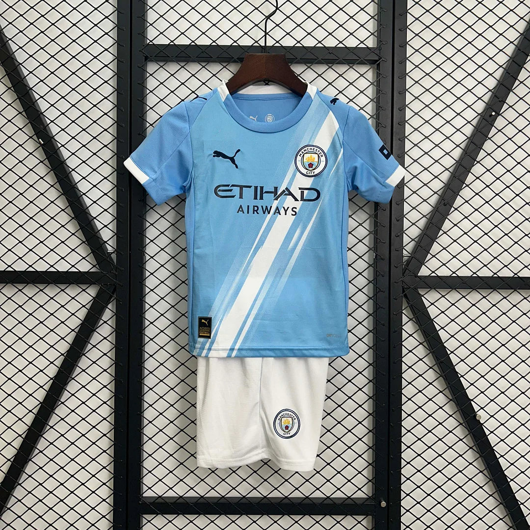 Maglia e pantaloncino da calcio Manchester City 2025/2026 Home, per bambini