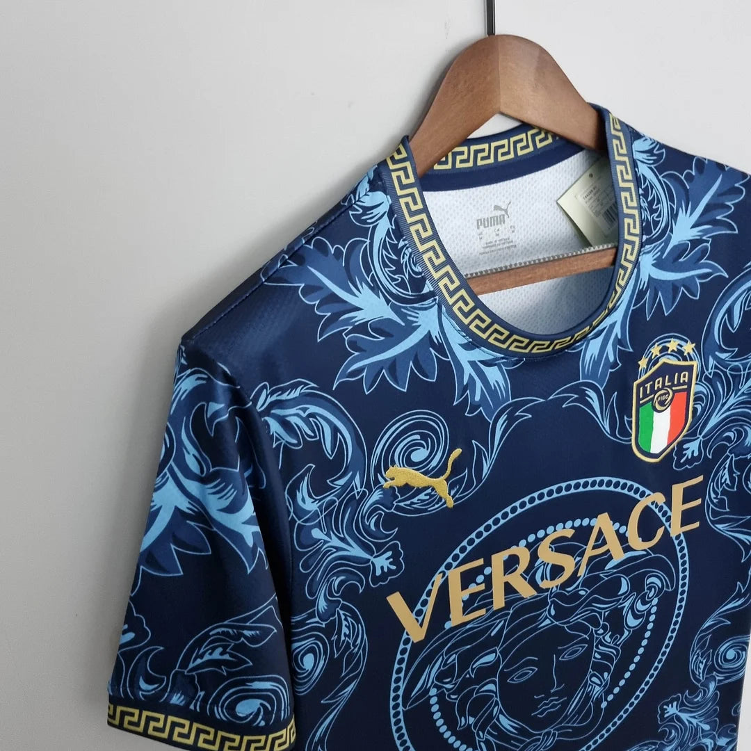 Maglia da calcio blu commemorativa dell'Italia 2022