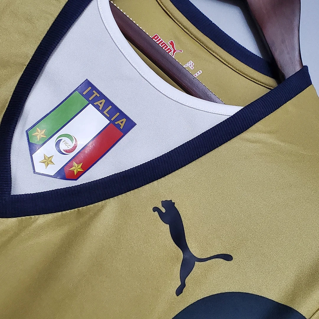 Maglia da calcio retrò da portiere dell'Italia del 2006, colore oro