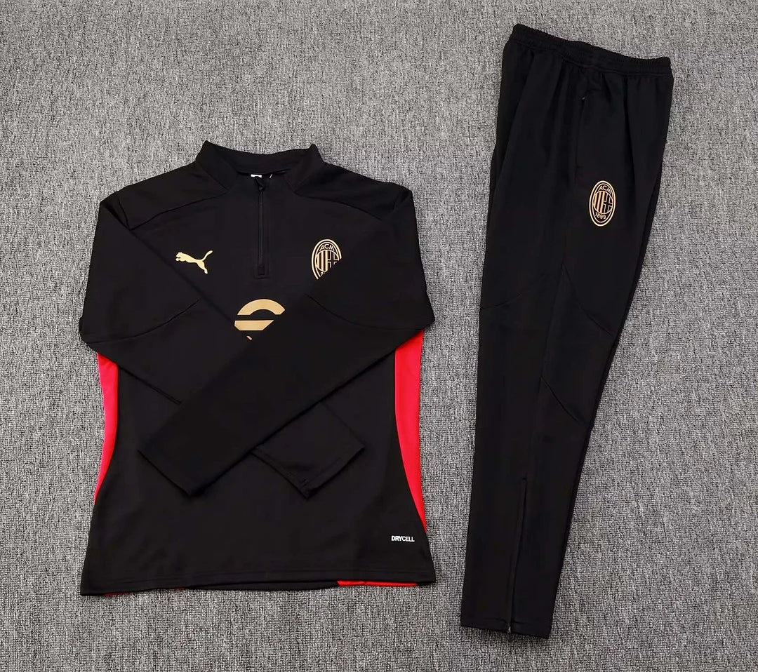AC Milan 2024/2025 Half Sleeve Training Suit, Black Football Jersey