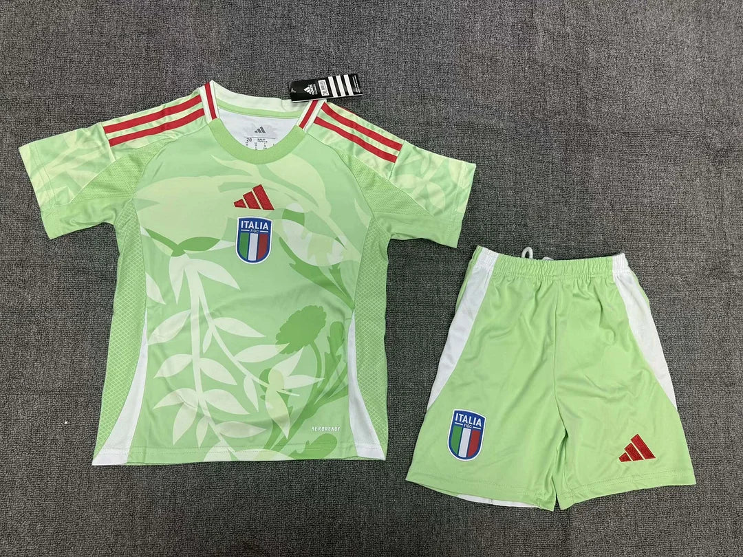 Maglia e pantaloncino da calcio da trasferta della nazionale italiana 2025, per bambini
