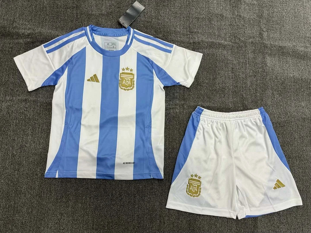 Maglia e pantaloncino da calcio casalinga della nazionale argentina 2024, per bambini