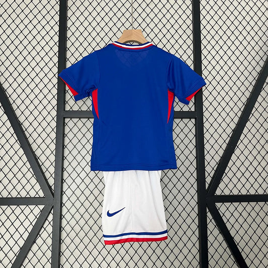 Maglia e pantaloncino da calcio casalinga della Francia 2024, per bambini