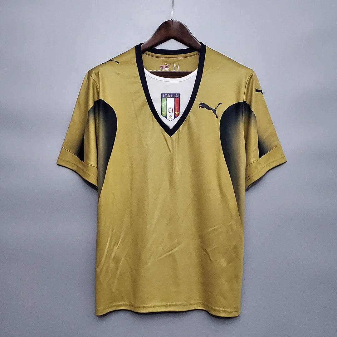 Maglia da calcio retrò da portiere dell'Italia del 2006, colore oro