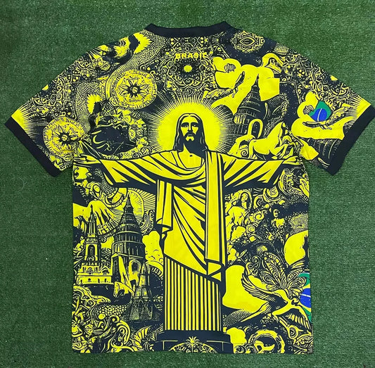 Maglia da calcio Jesus, edizione speciale del Brasile 2024, gialla e grigia