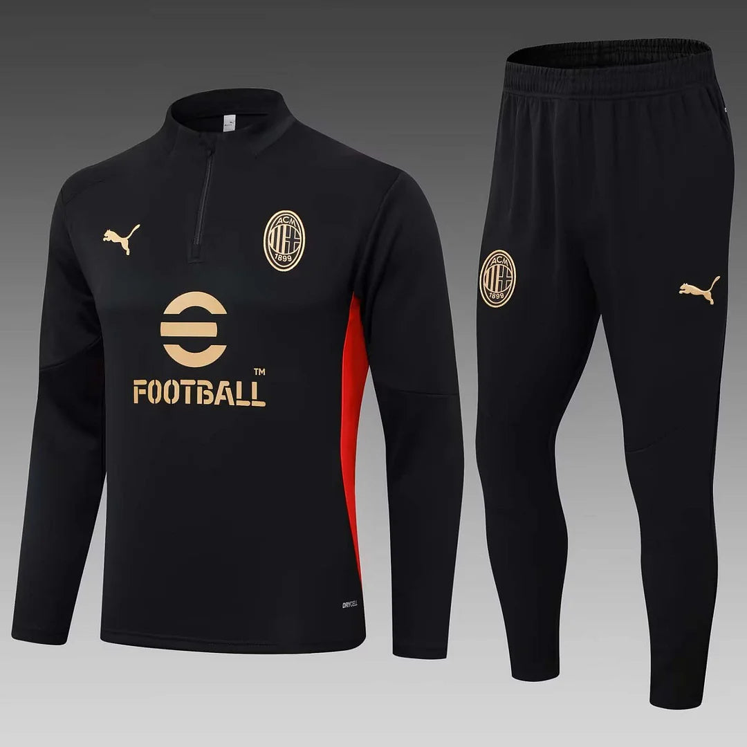 AC Milan 2024/2025 Half Sleeve Training Suit, Black Football Jersey