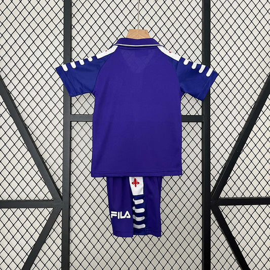 Maglia e pantaloncino da calcio retrò della Fiorentina 1998/1999, per bambini