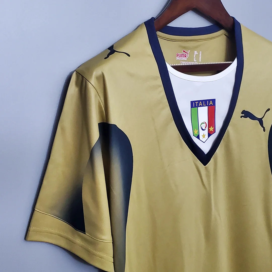Maglia da calcio retrò da portiere dell'Italia del 2006, colore oro