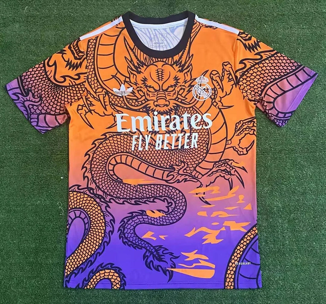 Maglia da calcio arancione e viola da allenamento del Real Madrid 2024/2025