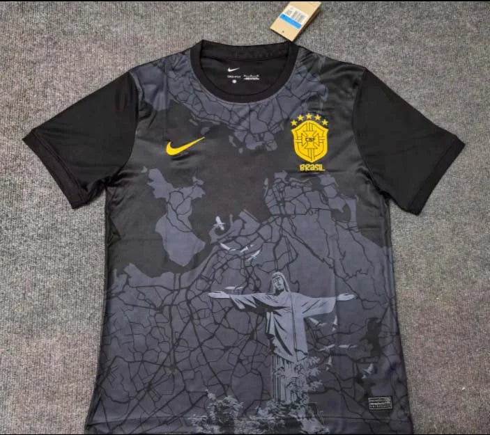 Maglia da calcio nera Jesus, edizione speciale Brasile 2024,