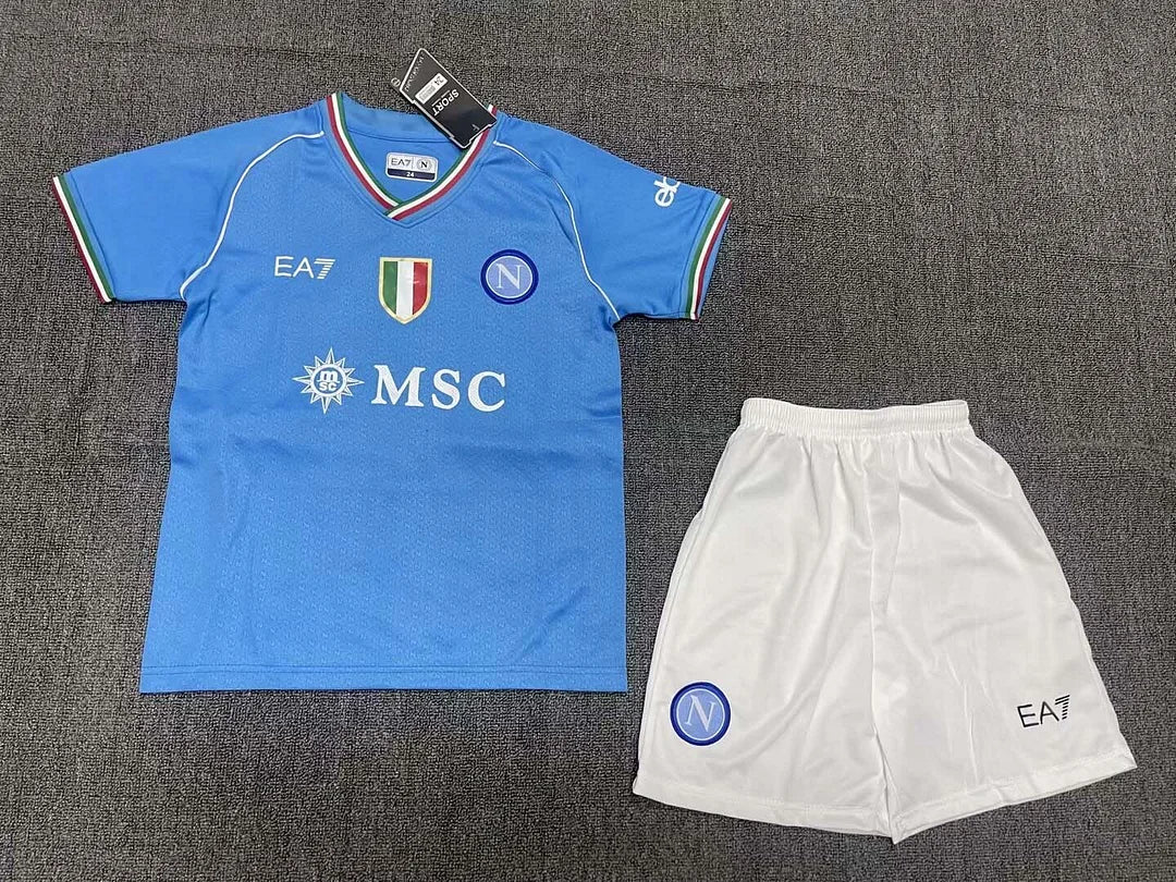 Napoli Home 2023/2024 Football Shirt and Shorts, for Kids