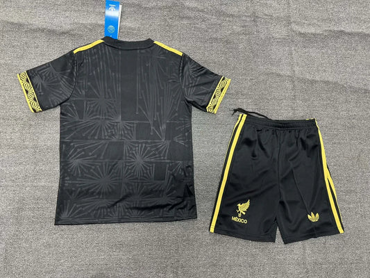 Maglia e pantaloncino da calcio nera edizione speciale nazionale del Messico 2025, per bambini