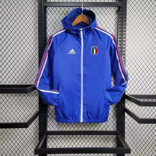Giubbino da calcio blu antivento dell'Italia 2024