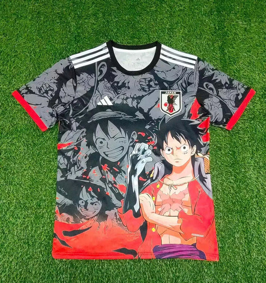 Maglia da calcio edizione speciale rosso grigiastro One Piece Giappone 2025 - Luffy