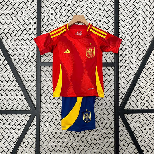 Maglia e pantaloncino da calcio casalinga della Spagna 2024, per bambini
