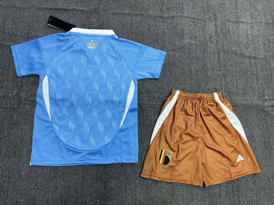 Maglia e pantaloncino da calcio da trasferta della nazionale belga 2024, per bambini