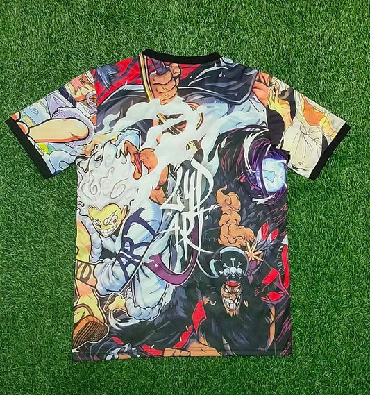 Maglia da calcio rossa e bianca edizione speciale One Piece Giappone 2025 - Luffy