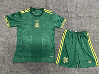 Maglia e pantaloncino da calcio verde edizione speciale nazionale del Messico 2025, per bambini