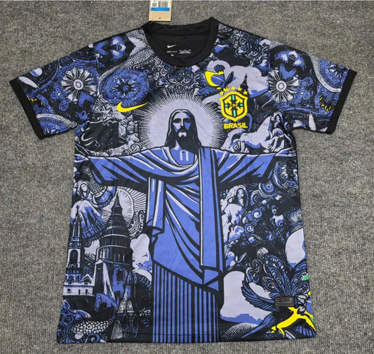 Maglia da calcio blu e grigia Jesus, edizione speciale Brasile 2024