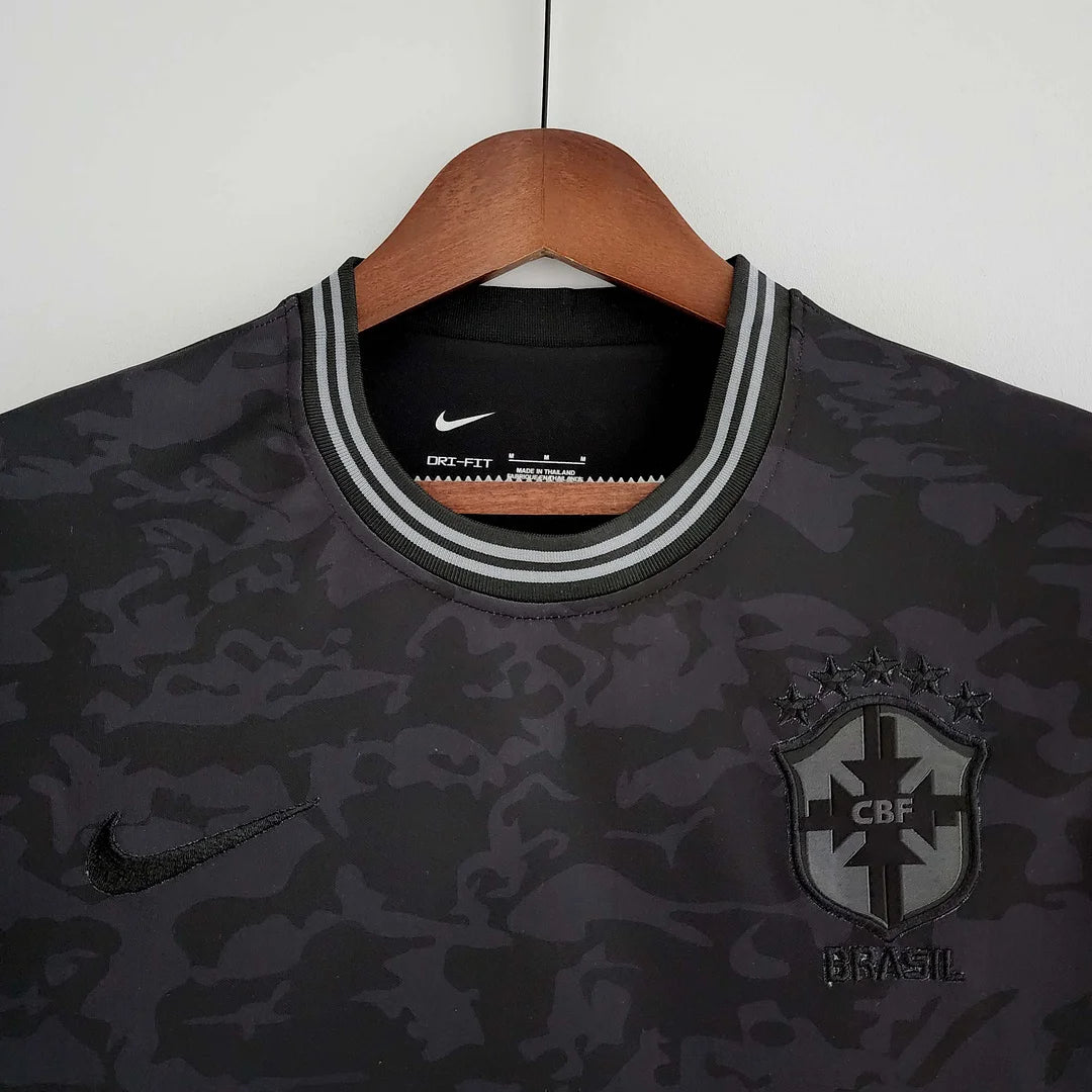Maglia da calcio tutta nera edizione speciale Brasile 2022