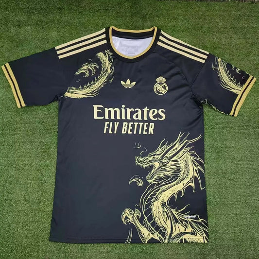 Maglia da calcio nera e oro edizione speciale del Real Madrid 2024/2025