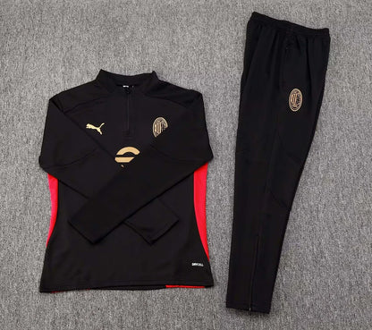 AC Milan 2024/2025 Half Sleeve Training Suit, Black Football Jersey