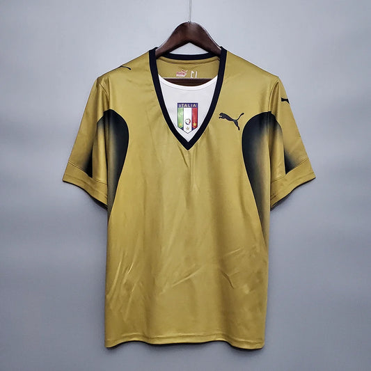 Maglia da calcio retrò da portiere dell'Italia del 2006, colore oro
