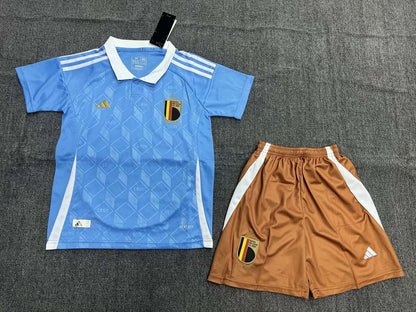 Maglia e pantaloncino da calcio da trasferta della nazionale belga 2024, per bambini