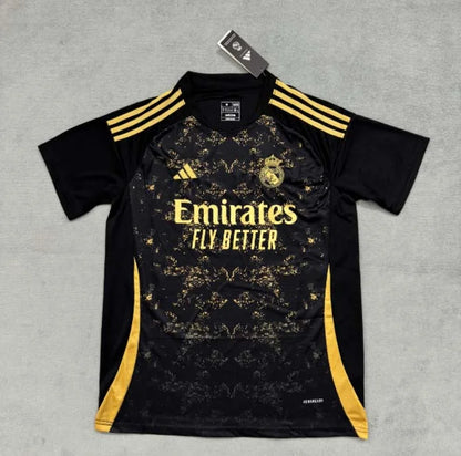 Maglia da calcio nera e oro edizione speciale del Real Madrid 2024/2025