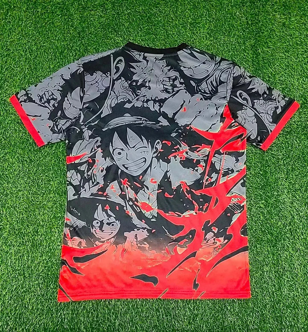 Maglia da calcio edizione speciale rosso grigiastro One Piece Giappone 2025 - Luffy