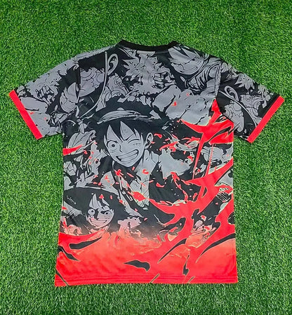 Maglia da calcio edizione speciale rosso grigiastro One Piece Giappone 2025 - Luffy