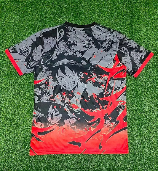 Maglia da calcio edizione speciale rosso grigiastro One Piece Giappone 2025 - Luffy