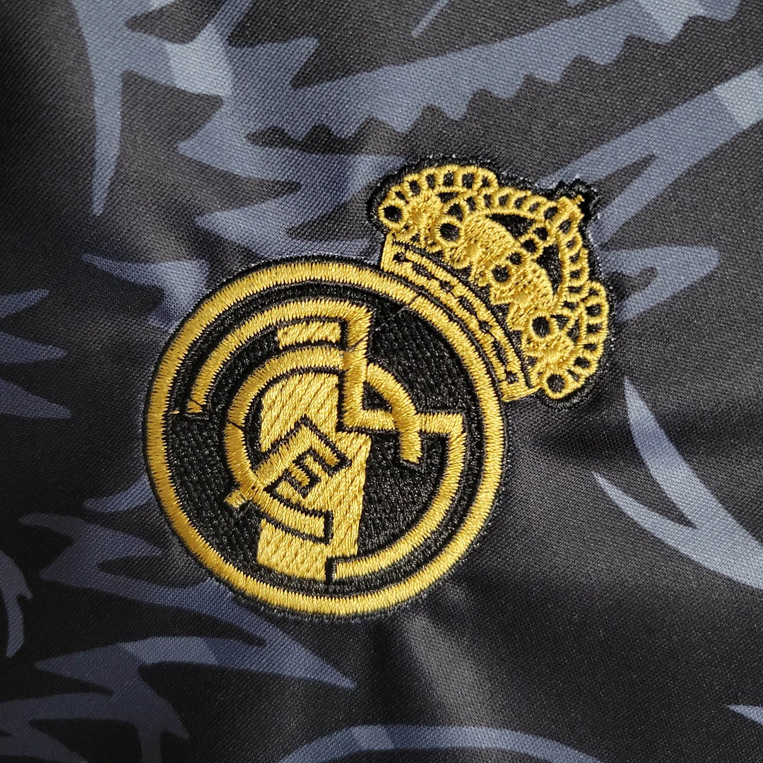 Maglia da calcio nera del Real Madrid con drago cinese 2023/2024