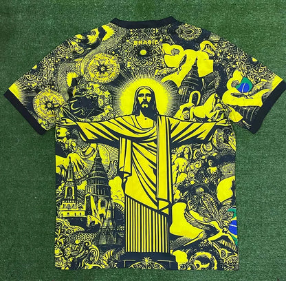 Maglia da calcio Jesus, edizione speciale del Brasile 2024, gialla e grigia