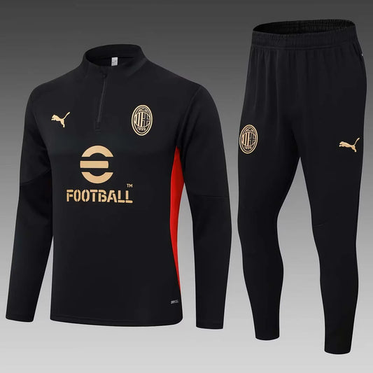 AC Milan 2024/2025 Half Sleeve Training Suit, Black Football Jersey