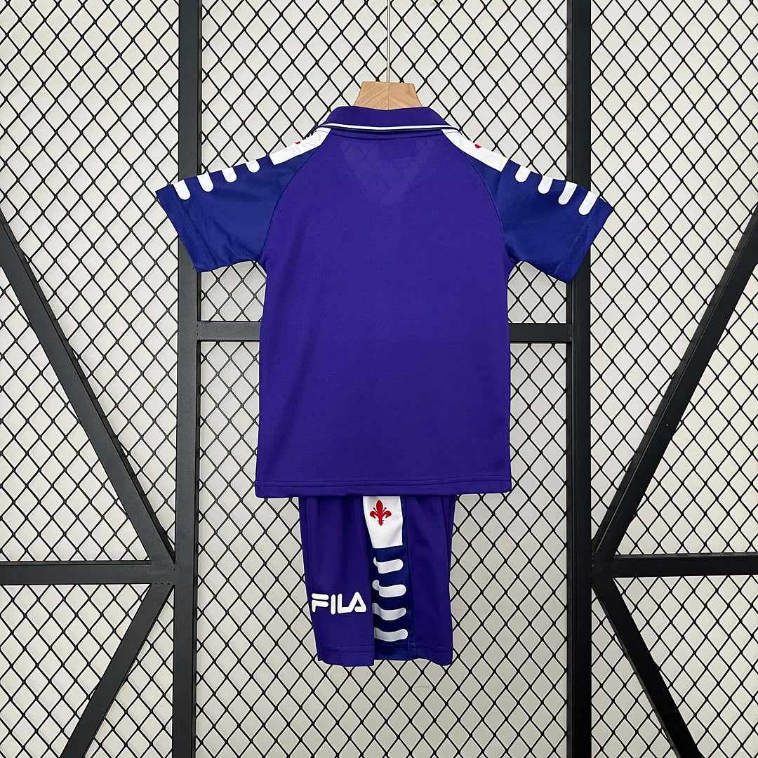 Maglia e pantaloncino da calcio retrò della Fiorentina 1998/1999, per bambini