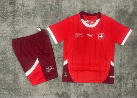Maglia e pantaloncino da calcio Svizzera 2024 Home, per bambini