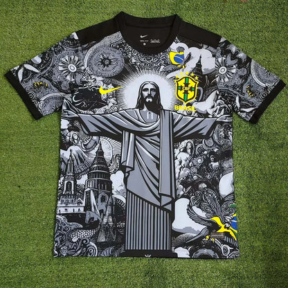 Maglia da calcio Jesus nera e grigia, edizione speciale Brasile 2024