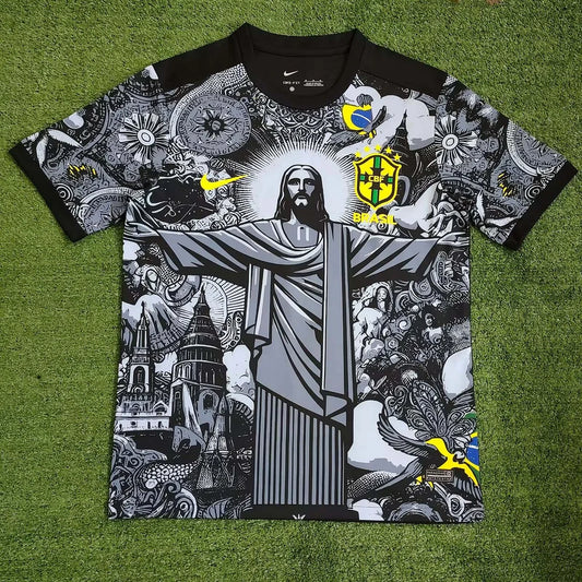 Maglia da calcio Jesus nera e grigia, edizione speciale Brasile 2024