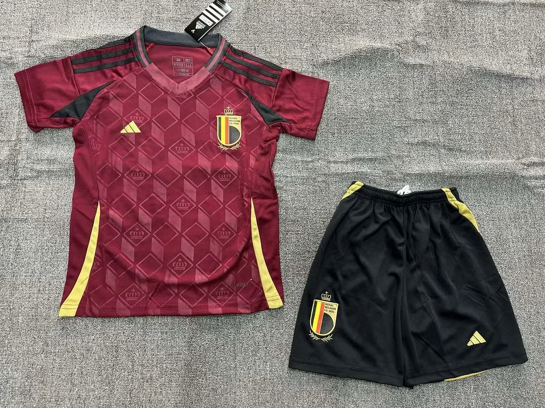 Maglia e pantaloncino da calcio della nazionale belga 2024, per bambini
