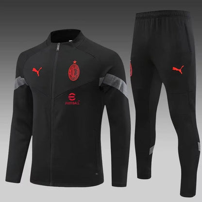 Camiseta de fútbol negra con cremallera completa del AC Milan 2022/2023