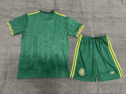 Maglia e pantaloncino da calcio verde edizione speciale nazionale del Messico 2025, per bambini