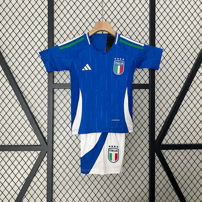 Maglia e pantaloncino da calcio casalinga della nazionale italiana 2024, per bambini